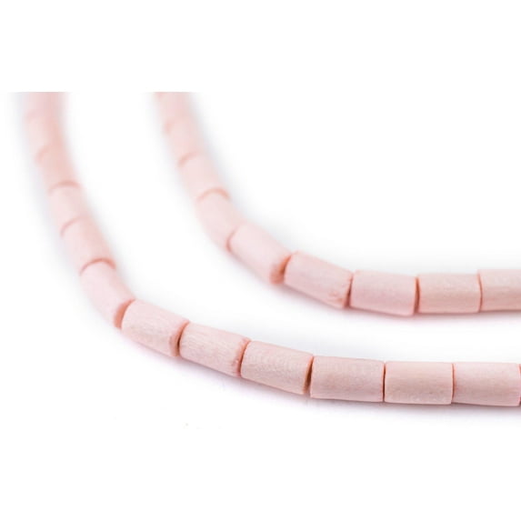 The Bead Chest Pink Tube Natural Wood Beads (7x5mm): Organic Eco-Friendly Wooden Bead Strand for DIY Jewelry, Crafts, Necklace and Bracelet Making