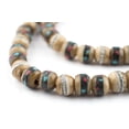 thumbnail image 1 of The Bead Chest Rustic Inlaid  Bone Mala Beads 6mm Nepal Brown Round Large Hole 23 Inch Strand, 1 of 4