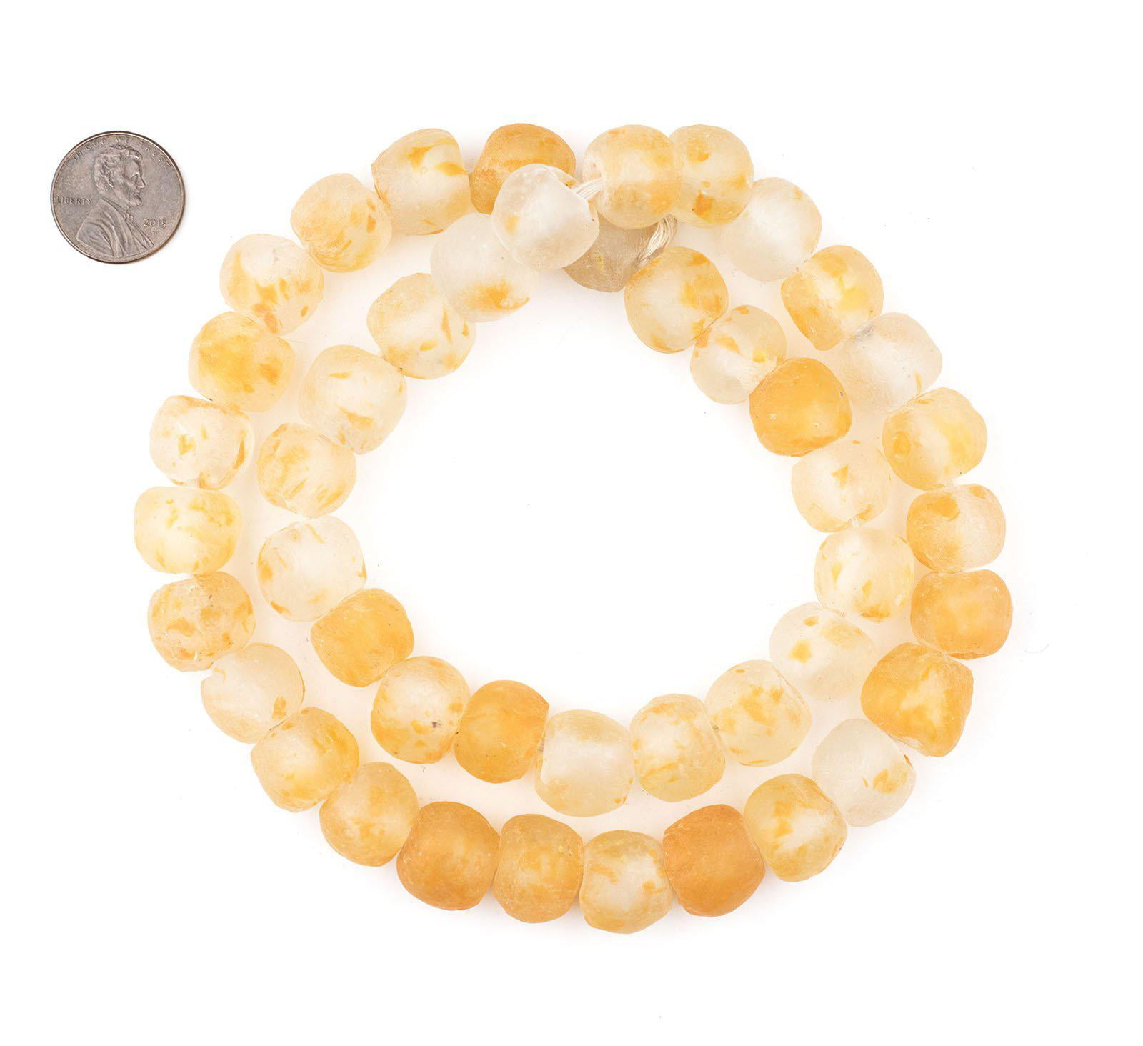 The Bead Chest African Recycled Glass Beads – Handmade in Ghana – Clear Aqua 18mm Strand for Jewelry Making, Crafts, and Home Decor I Approximately
