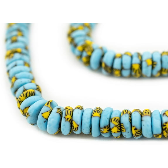 The Bead Chest Sun & Water Fused Rondelle Recycled Glass Beads (11mm)