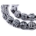 thumbnail image 1 of The Bead Chest Terracotta Black & White Scratch Beads 16mm Black and White Round Clay Large Hole 24 Inch Strand, 1 of 4