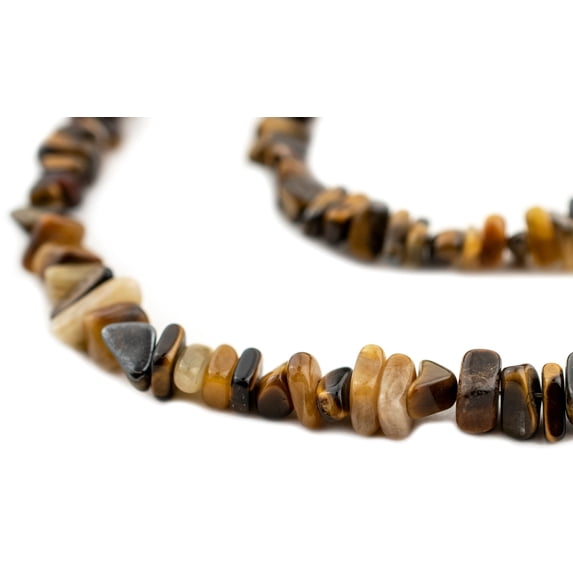 The Bead Chest Tiger Eye Chip Beads 6-14mm Brown Chips Gemstone 16 Inch Strand