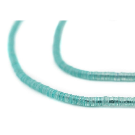 The Bead Chest Translucent Aqua Vinyl Phono Record Beads (3mm)