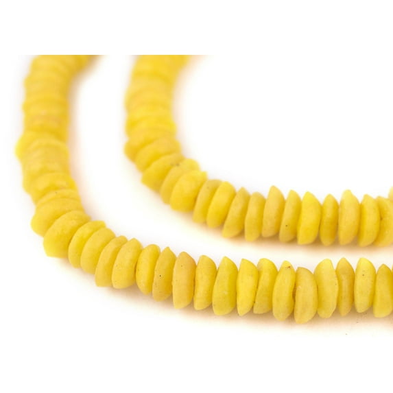 The Bead Chest Yellow Ashanti Glass Saucer Beads (10mm)