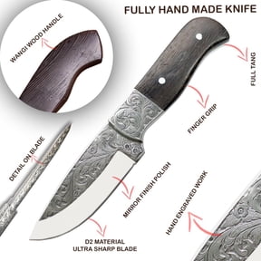 TheBoneEdge 10 Custom Hand Made Engraved Blade Wanging Wood Handle Tracker Hunting knife With Sheath