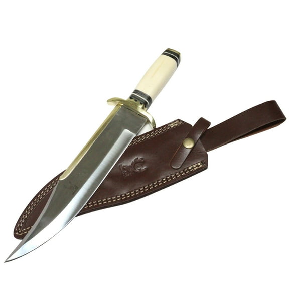 TheBoneEdge 15" Hunting Bowie Knife Horn Handle  Brass Work Hand Crafted