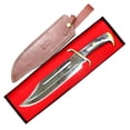thumbnail image 1 of TheBoneEdge 16.5" Full Tang Black Wood Handle Brass Clip Hunting Bowie Knife With Sheath, 1 of 1