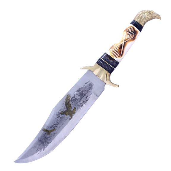 TheBoneEdge 16"" Bone Handle Eagle Head Hunting Bowie Knife & Brass Work Hand Crafted