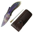 thumbnail image 1 of TheBoneEdge 7" Multi Color Damascus Blade Folding Knife Hand Made With Pouch, 1 of 2