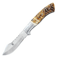 thumbnail image 1 of TheBoneEdge 8" Burn Bone Handle Steel Bolster Stainless Steel Blade Hunting Knife With Leather Sheath, 1 of 6