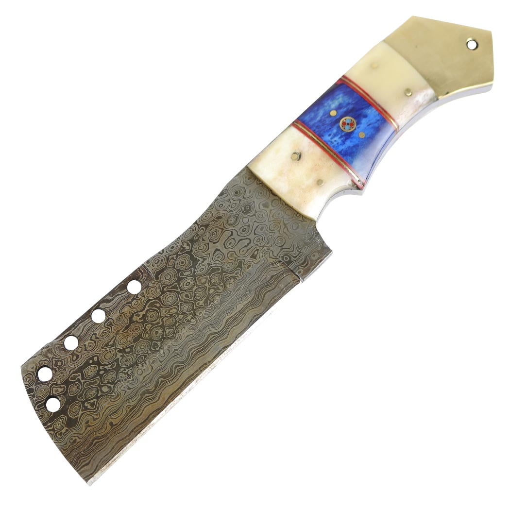 TheBoneEdge 9.5' Full Tang Damascus Blade Bone Handle Cleaver Style Hunting Knife