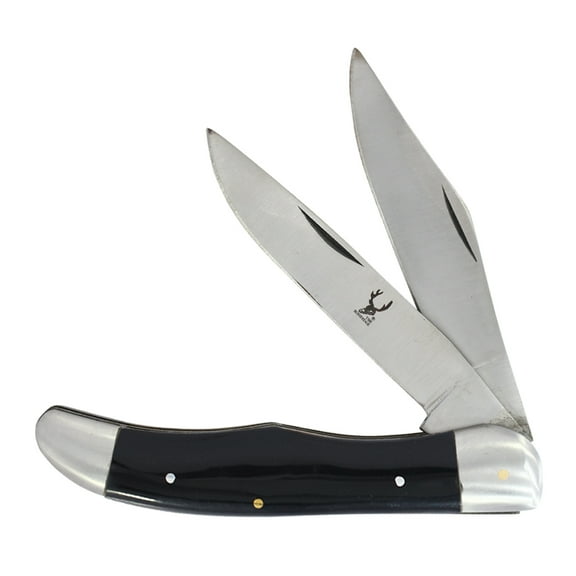 TheBoneEdge 9.5" Practical Dual-Bladed Resin Handle Folding Pocket Knife With Leather Pouch