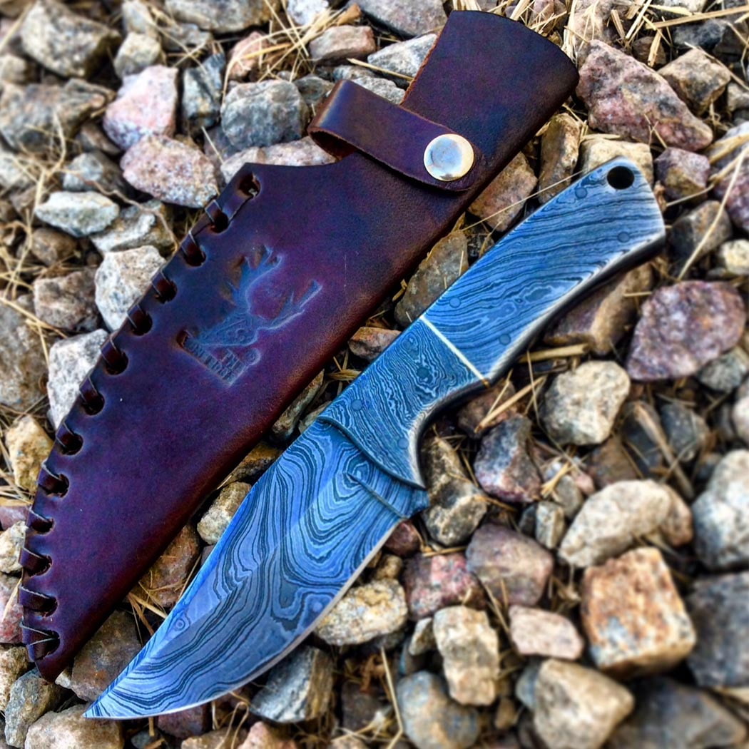 TheBoneEdge High Quality 7" Silver Full Tang Damascus Blade Hunting Survival Knife