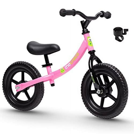TheCroco 12 inch Balance Bike Lightweight, Adjustable Seat, No-Pedal training bike, Ages 2 to 5 Years, includes Bell, Pink