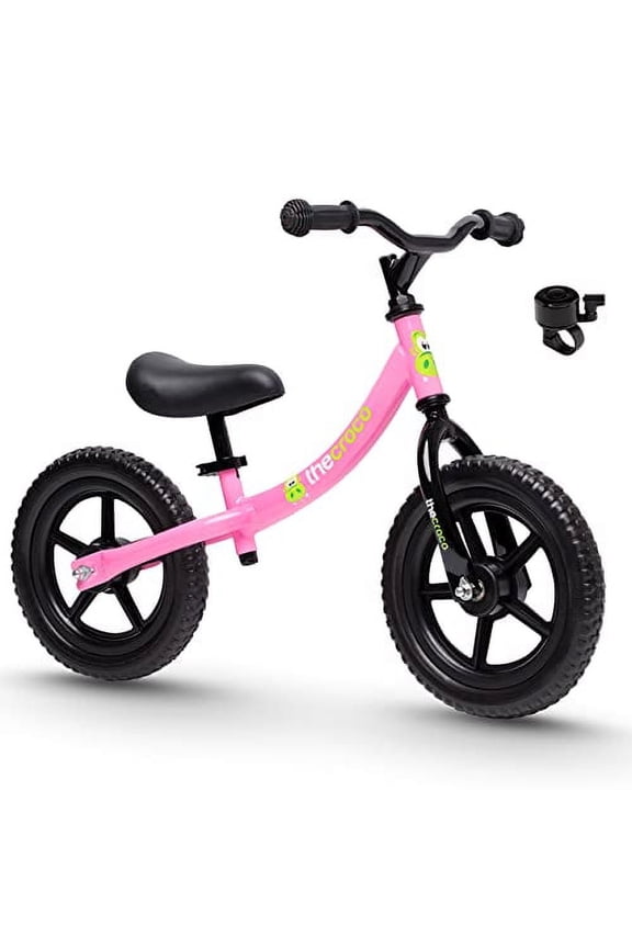 12 inch Balance Bike Lightweight, Adjustable Seat, No-Pedal training bike, Ages 2 to 5 Years, includes Bell, Pink
