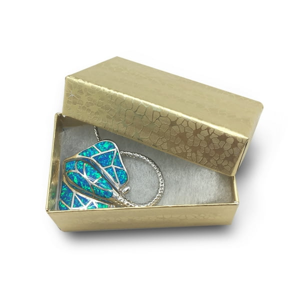 TheDisplayGuys 100-Pack #21 Cotton Filled Cardboard Paper Jewelry Box Gift Case - Gold Foil (2 5/8" x 1 5/8" x 1")