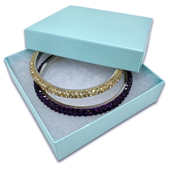 TheDisplayGuys 100-Pack #33 Cotton Filled Cardboard Paper Jewelry Box Gift Case - Pearl Teal (3 1/2" x 3 1/2" x 1")
