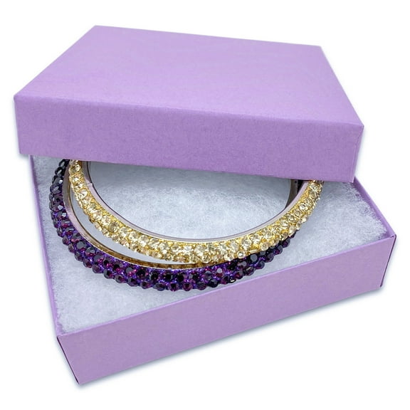 TheDisplayGuys 100-Pack #33 Cotton Filled Cardboard Paper Jewelry Box Gift Case - Purple Lavender (3 1/2" x 3 1/2" x 1")