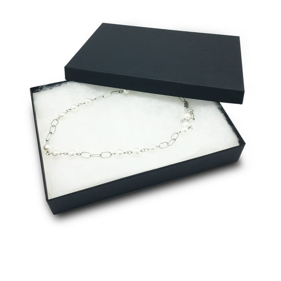 TheDisplayGuys 25-Pack #65 Cotton Filled Cardboard Paper Jewelry Box Gift Case - Matte Black (6 3/16" x 5 3/16" x 1 1/16")
