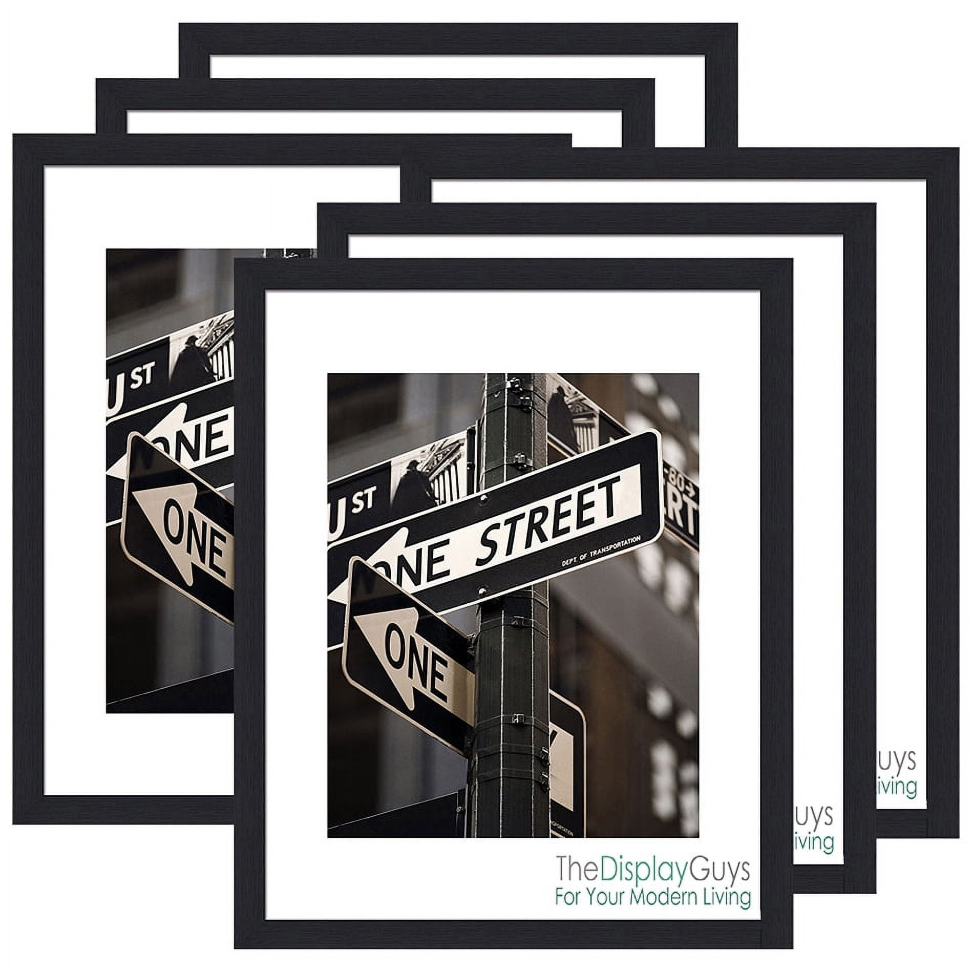 TheDisplayGuys value set of 6 Black 16x20 Picture Frames matted to 11x14 Photos, Plexiglass, Wall Hanging