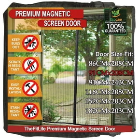 TheFitLife Magnetic Screen Door - Heavy Duty Mesh Curtain with Full Frame Hook and Loop Powerful Magnets That Snap Shut Automatically (38"x83" Fits Door Size up to 36"x82", Black)