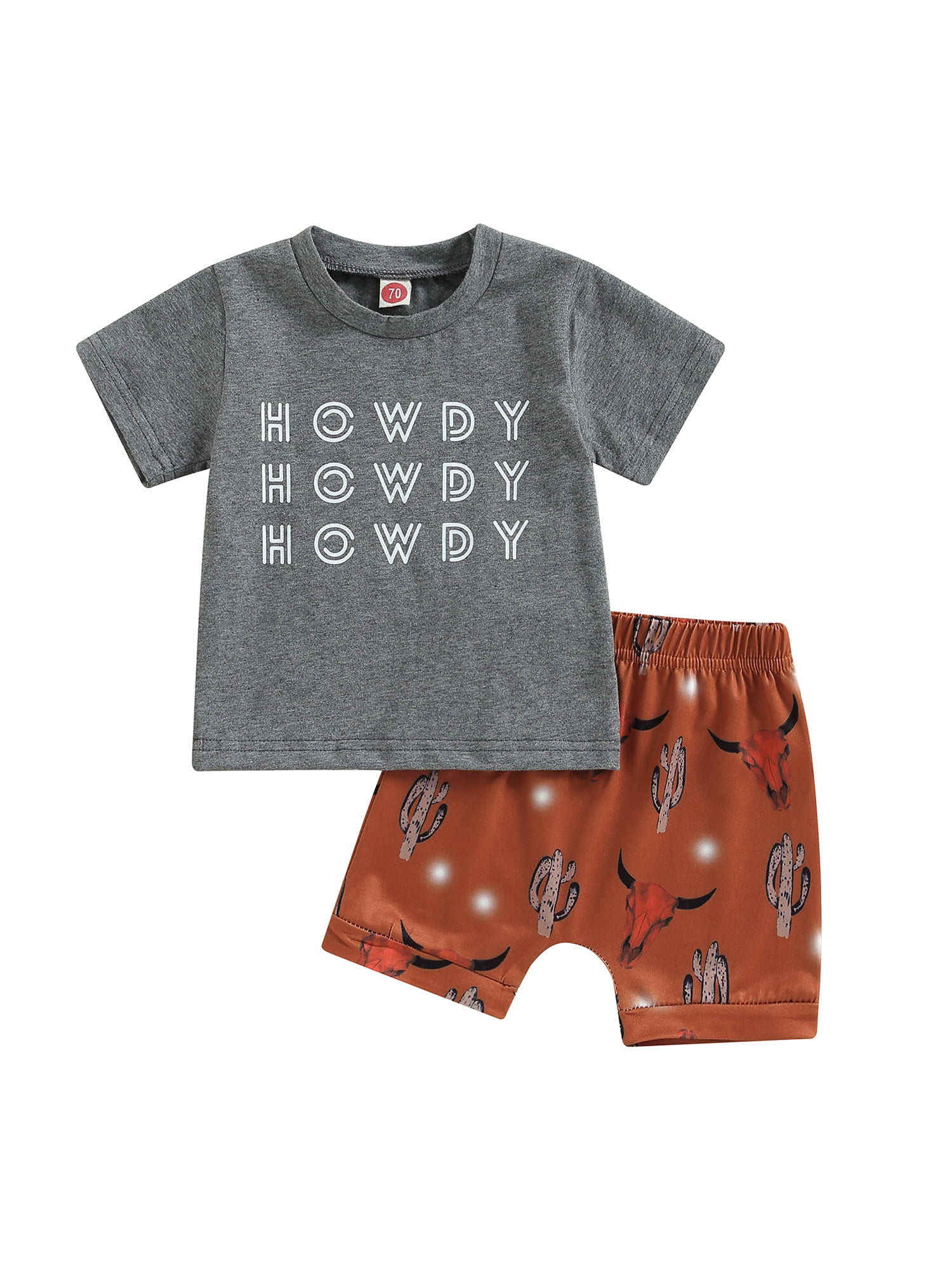 TheFound Infant Baby Boy Western Clothes Letter Printed T Shirt Tops