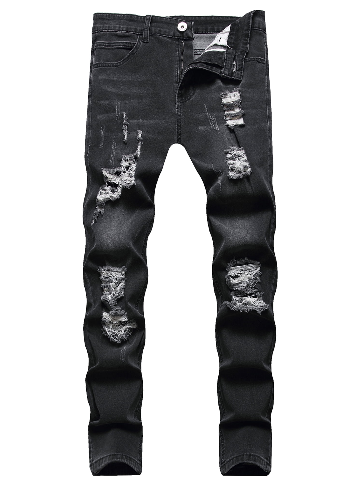 2023 New Men's Black Splash Ink Hole Scratch Fashion Pencil Pants Jeans  118# - AliExpress