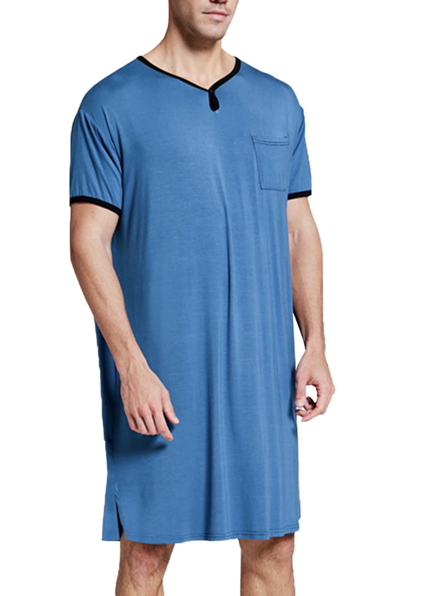 TheFound Men's Sleep Shirt, Mens Nightshirt Comfy Big Soft Short Sleeve