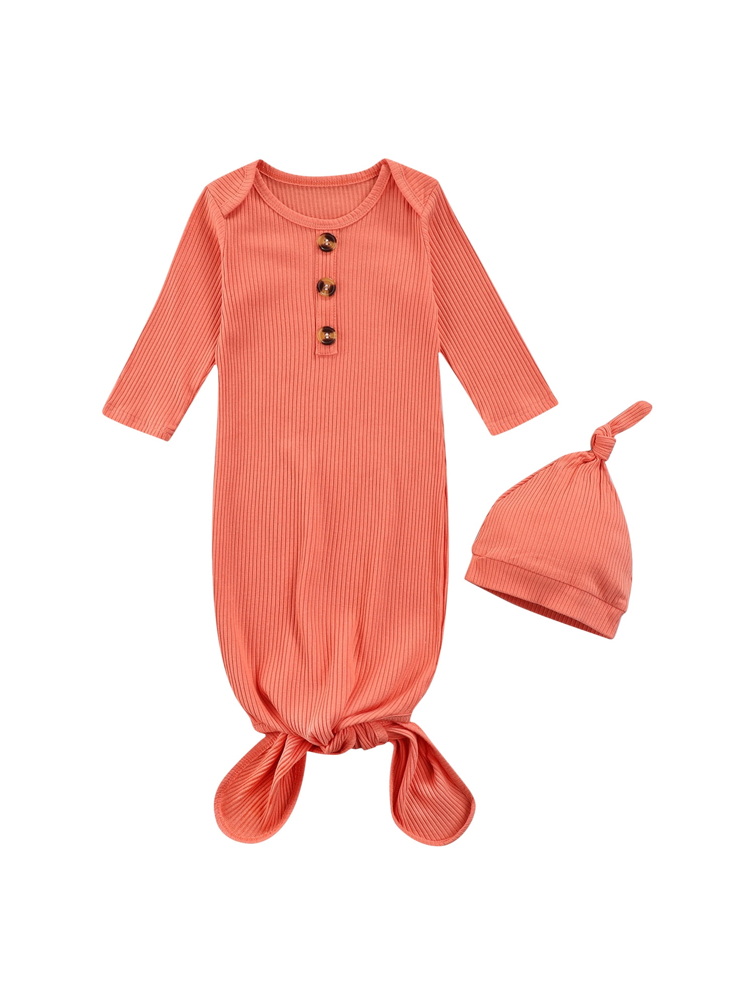 TheFound Newborn Baby Girl Boy Gowns Long Sleeve Knotted Sleeping Bags