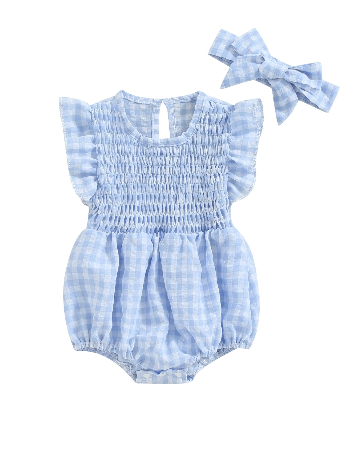 TheFound Newborn Infant Baby Girls Romper Ruffle Sleeveless Plaids