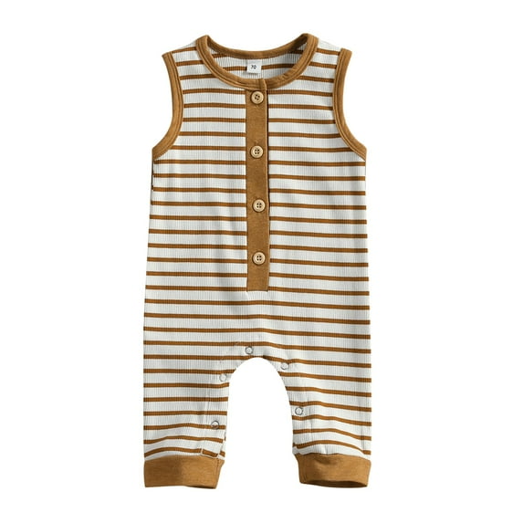 TheFound Summer Newly Infant Baby Boys Rompers Striped Print Sleeveless Pocket Jumpsuit Clothes