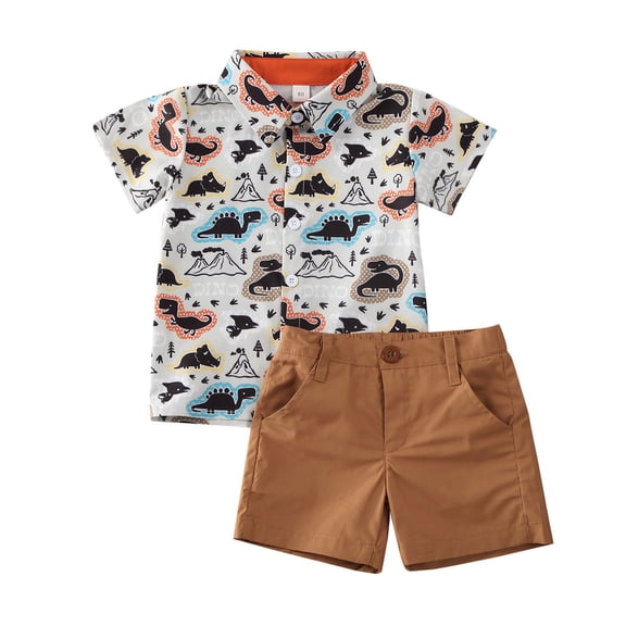 TheFound Toddler Baby Boy Short Sleeve Button Down Shirt Shorts Set 1T 2T 3T 4T 5T Outfits Summer Clothes