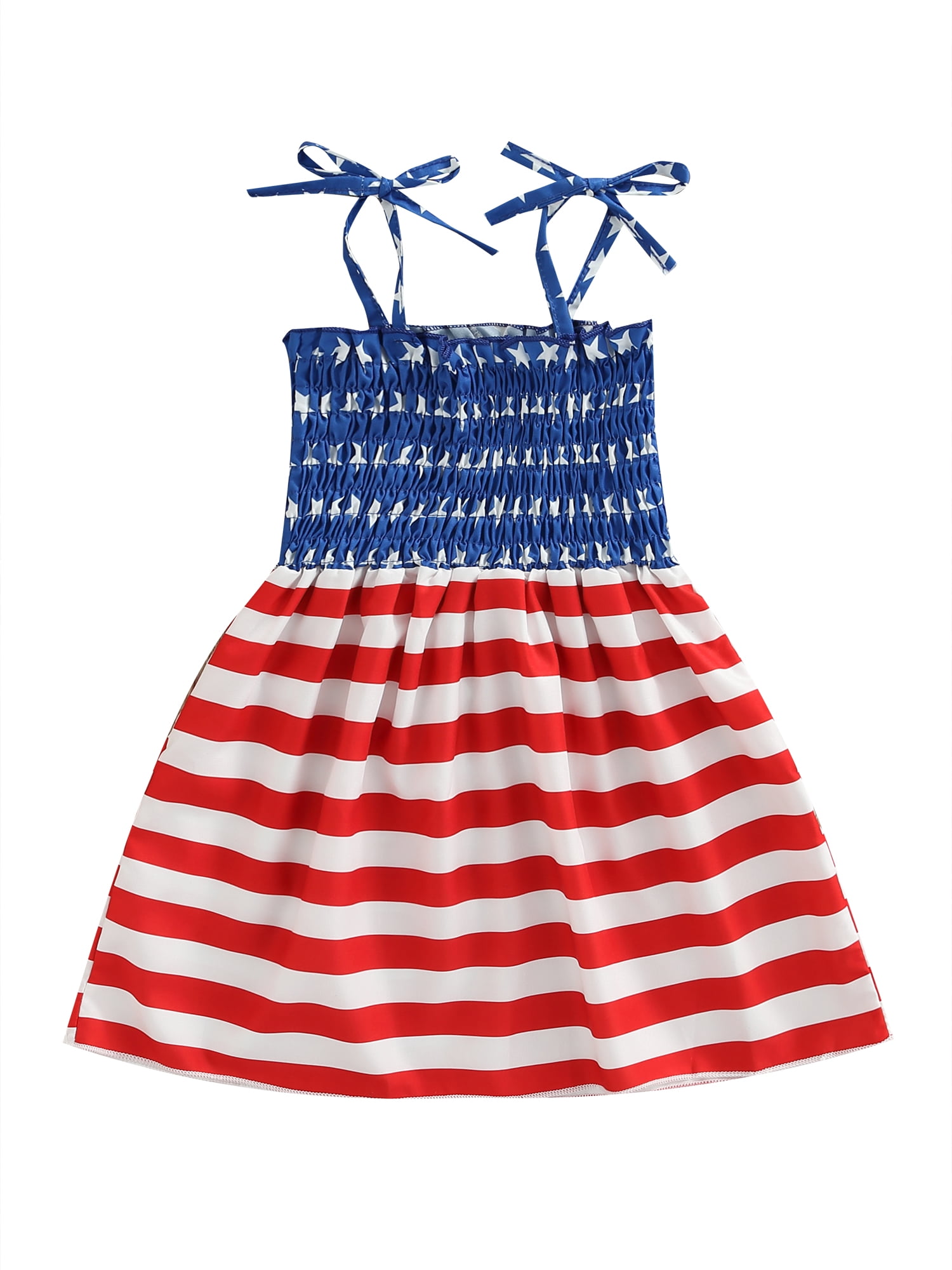 TheFound Toddler Baby Girl 4th of July Dress Strap American Flag Dress Summer Little Girls Independence Day Outfits Walmart