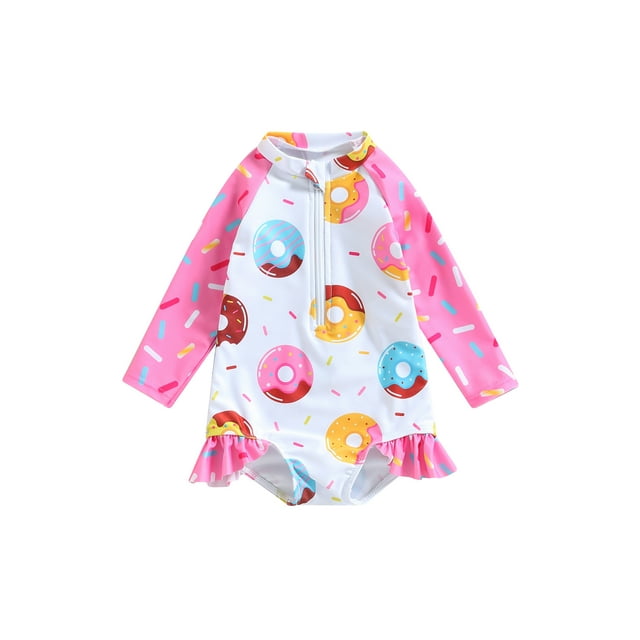 TheFound Toddler Baby Girl Long Sleeve Swimsuit One Piece Zipper