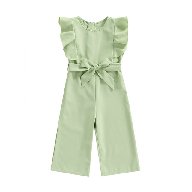 TheFound Toddler Baby Girl Solid Color Sleeveless Ruffle Romper ...