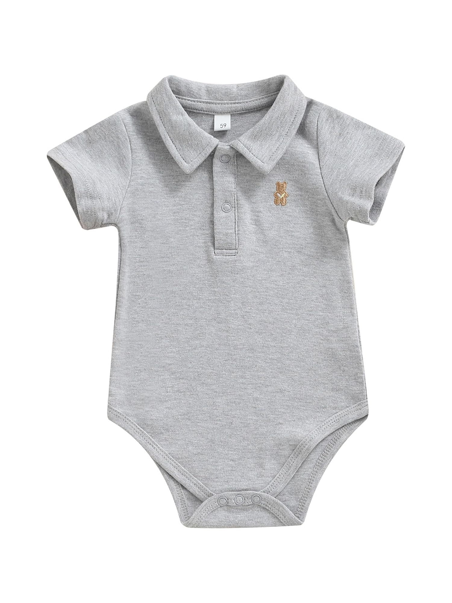 TheFound Unisex Newborn Baby Boy Girl Polo Bodysuit Buttons Lapel