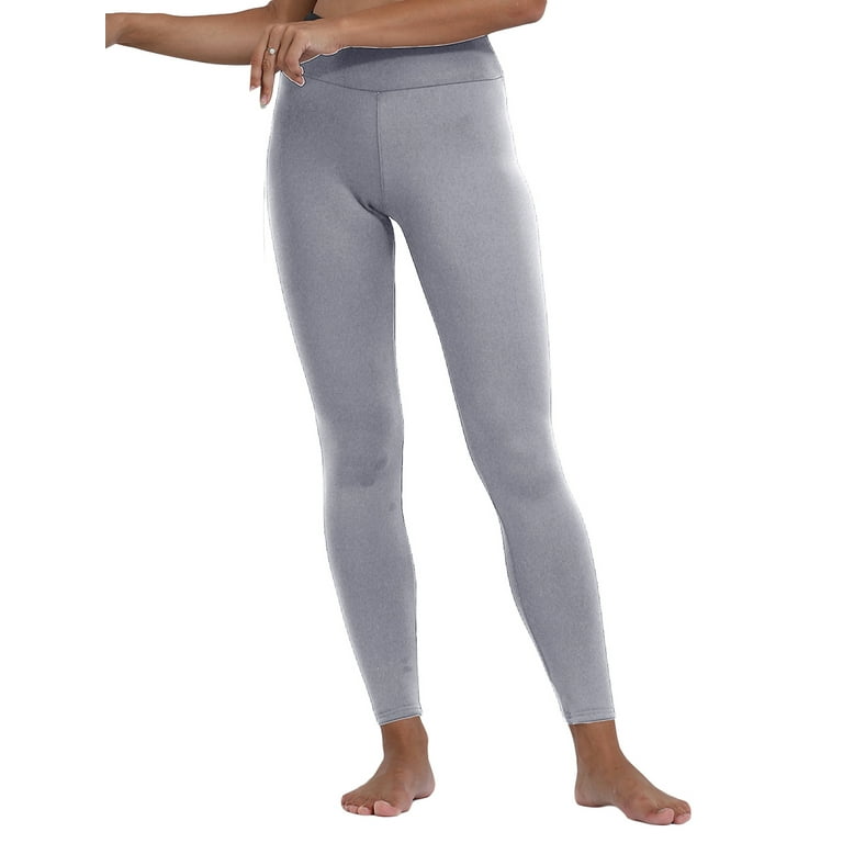 TheFound Women's Fleece Lined Leggings Thermal Warm High Waist Slim Fit  Winter Long Pants Athletic Jogger Yoga Pants Light Gray M