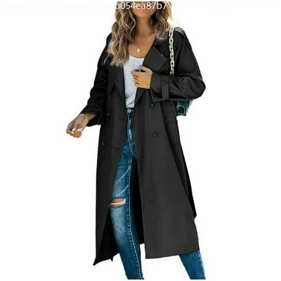 TheFound Women's Waterproof Double-Breasted Trench Coat Classic Lapel Overcoat Slim Outerwear Coat with Belt
