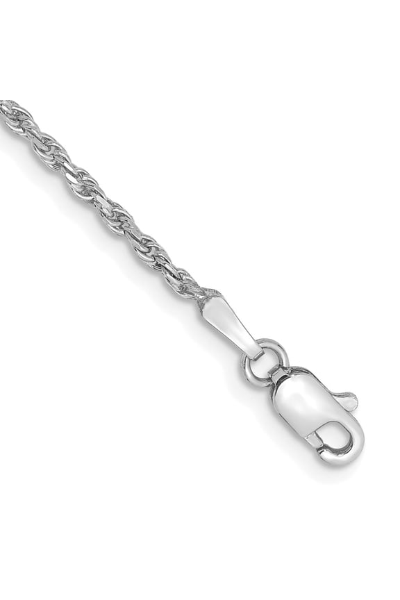 TheJewelryHut 10K White Gold 1.6mm D/C Machine Made Rope Chain