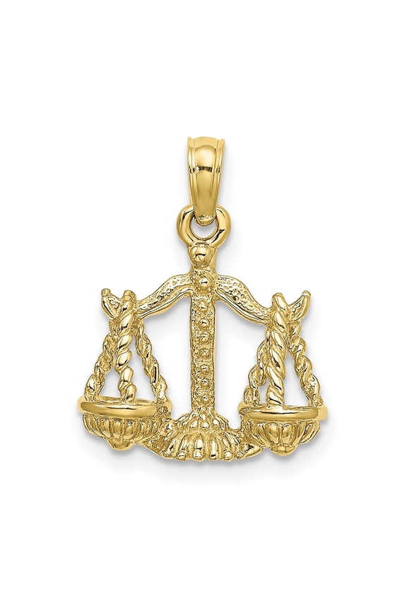 TheJewelryHut Designer 10K 3-D Libra Zodiac Pendant