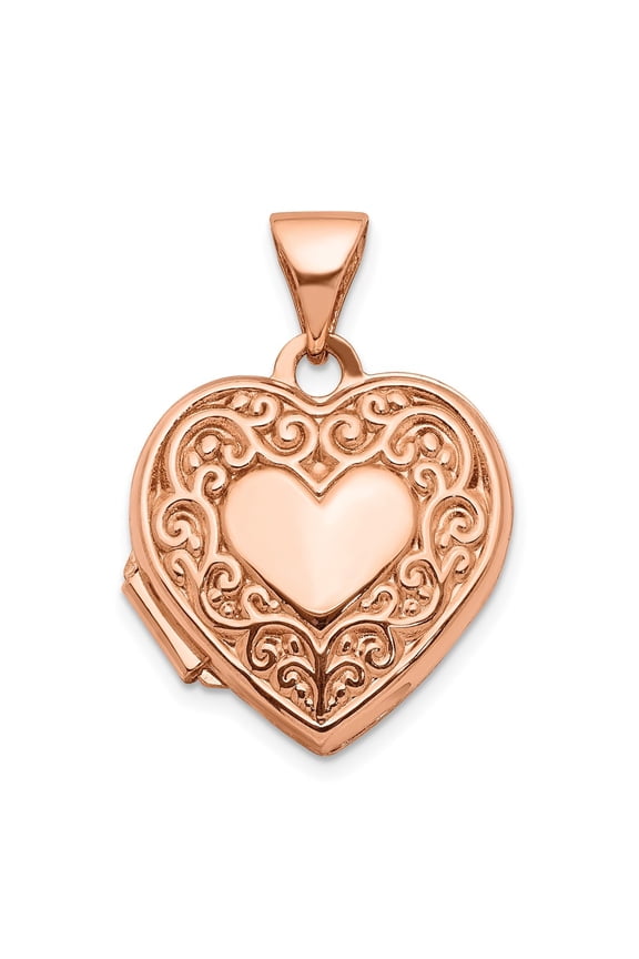 TheJewelryHut Designer 10K Rose Gold 15mm Scroll Heart Locket