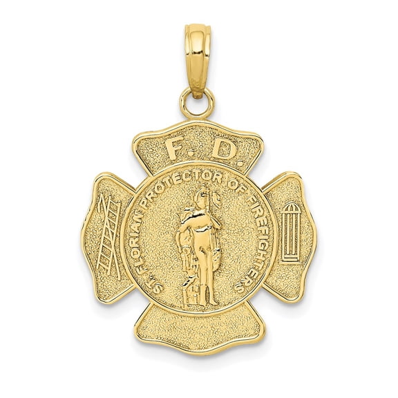 TheJewelryHut Designer 10K St. Florian Protect Us/Fire Dept. Pendant