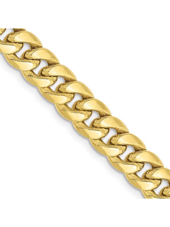 TheJewelryHut Designer 10k 6.75mm Semi-Solid Miami Cuban Chain