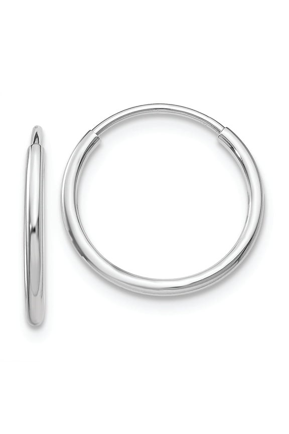TheJewelryHut Designer 10k White Gold 1.2mm Endless Hoop Earrings