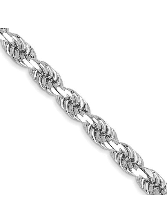TheJewelryHut Designer 10k White Gold 3.5mm Diamond-cut Rope Chain