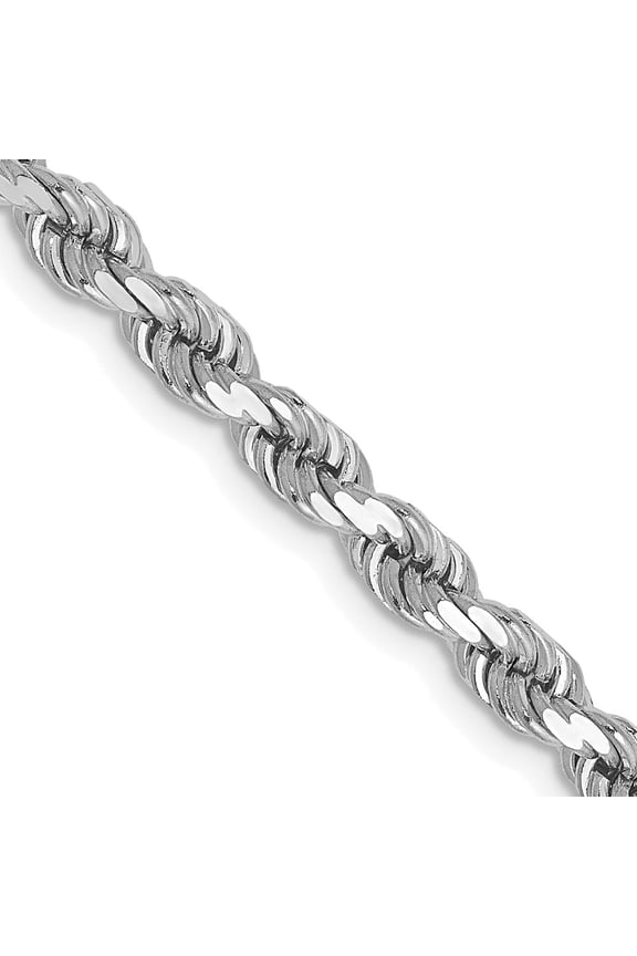 TheJewelryHut Designer 10k White Gold 4mm Diamond-cut Rope Chain