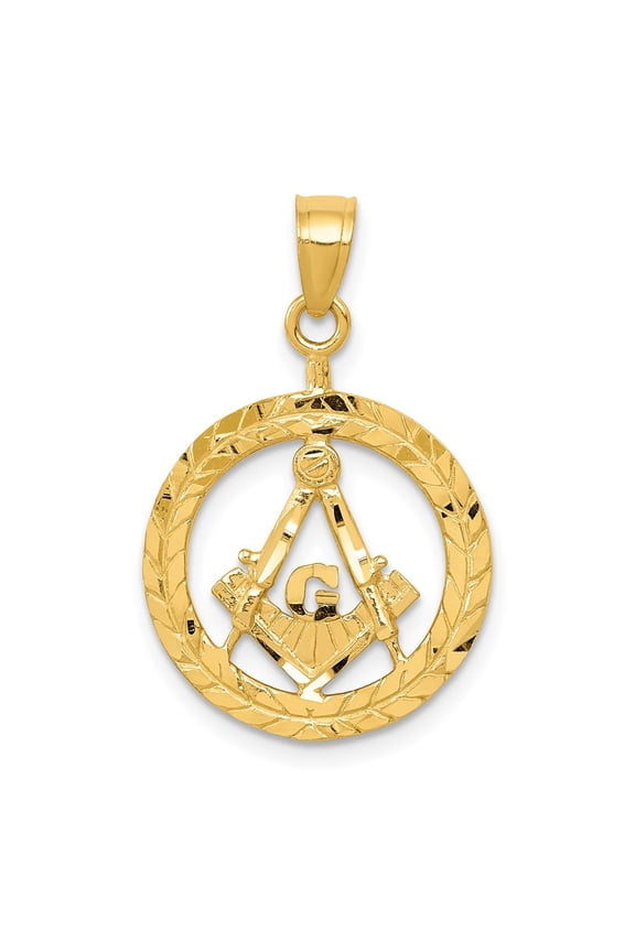 TheJewelryHut Designer 14K Polished and Diamond-cut Masonic Symbol Pendant