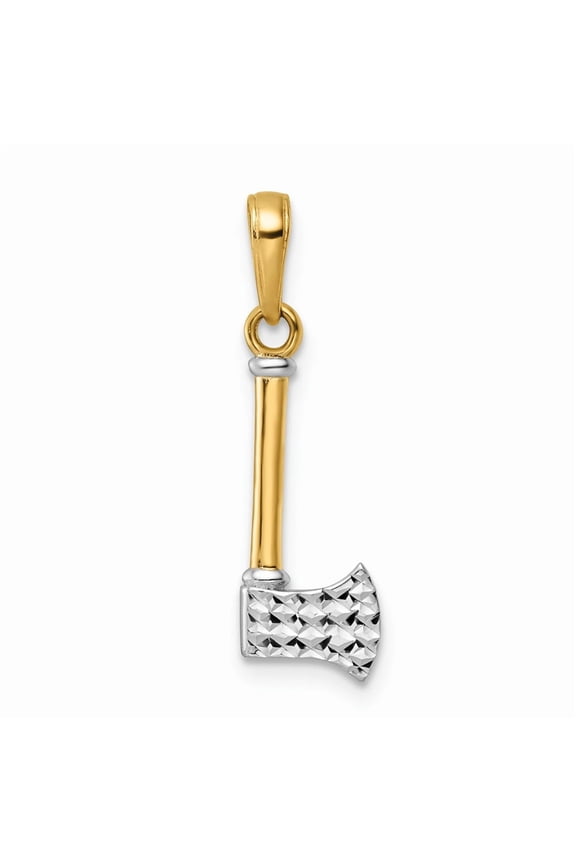 TheJewelryHut Designer 14K and White Rhodium D/C Axe Pendant