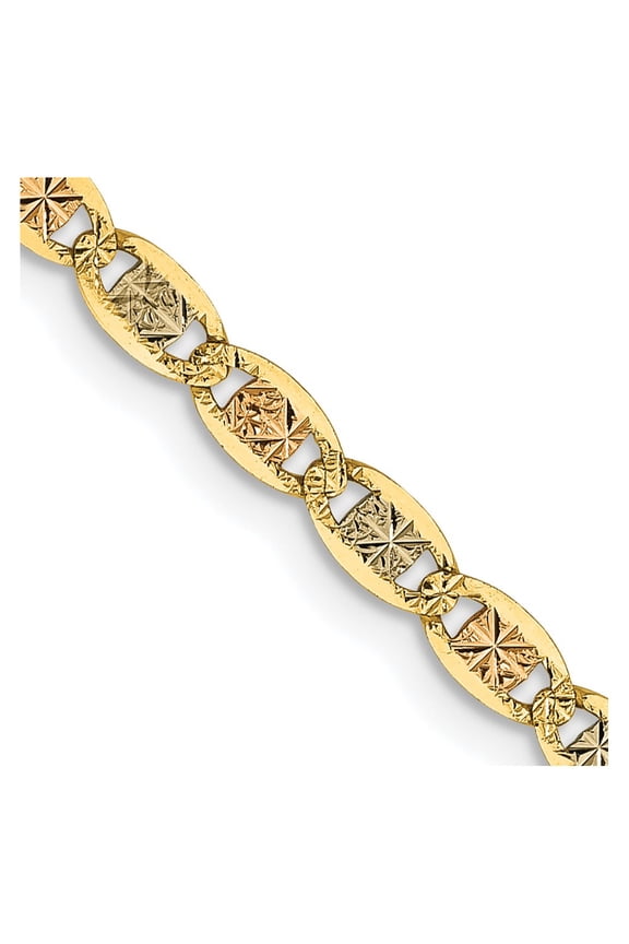 TheJewelryHut Designer 14k 2.75mm Tri-color Gold Pav? Valentino Chain