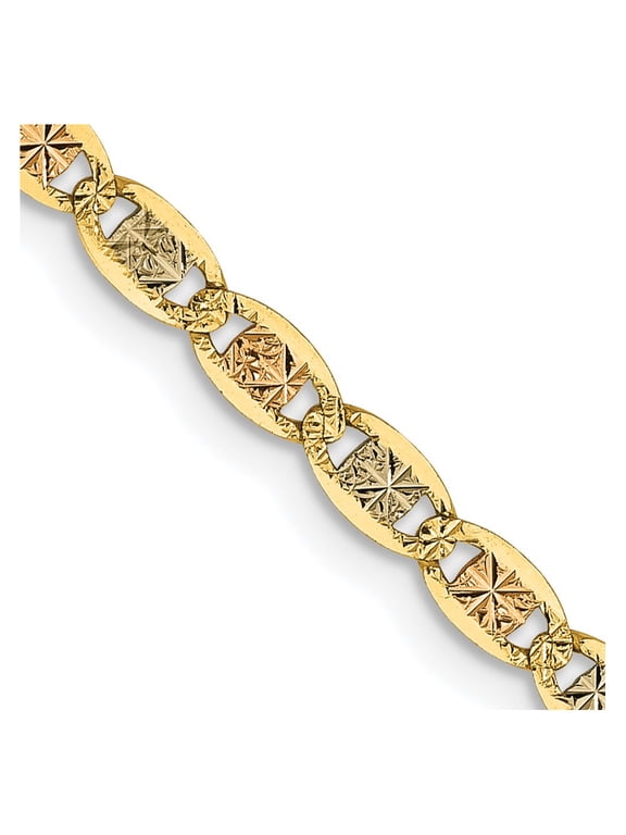 TheJewelryHut Designer 14k 2.75mm Tri-color Gold Pav? Valentino Chain